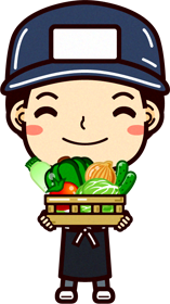 野菜を持つ八百屋さんのイラスト