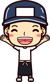 手を広げて笑う八百屋さんのイラスト