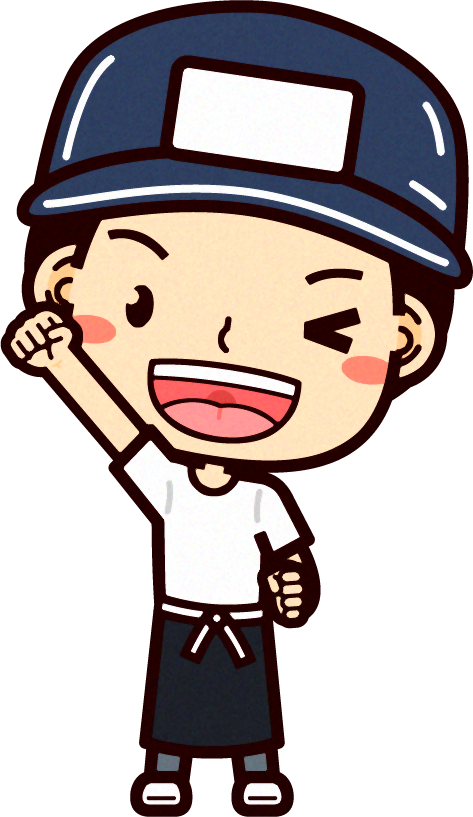 八百屋さんのイラスト/ガッツポーズ