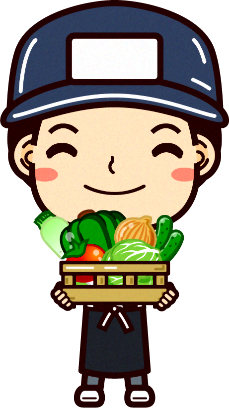 八百屋さんのイラスト/野菜を持つ
