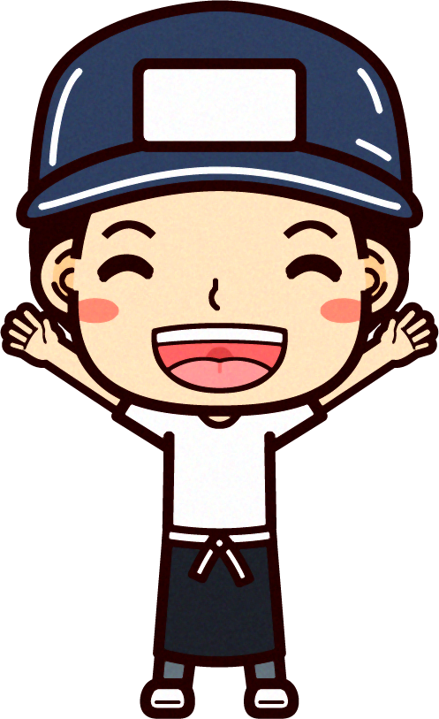 八百屋さんのイラスト/手を広げて笑う