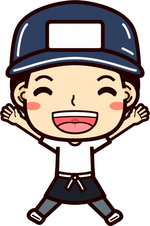 八百屋さんのイラスト/飛び上がって喜ぶ