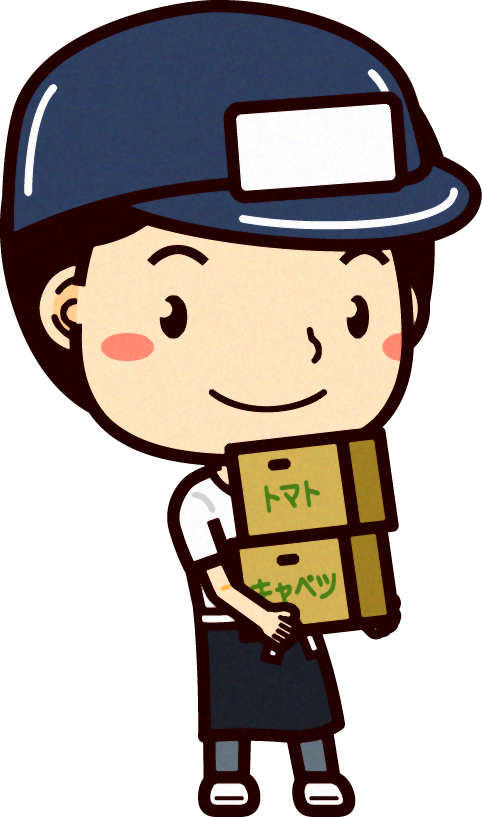 八百屋さんのイラスト/野菜を運ぶ