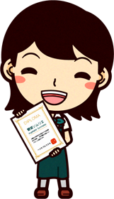野菜ソムリエのイラスト/笑顔で合格証書を持つ