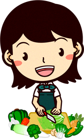 野菜ソムリエのイラスト/野菜を切る