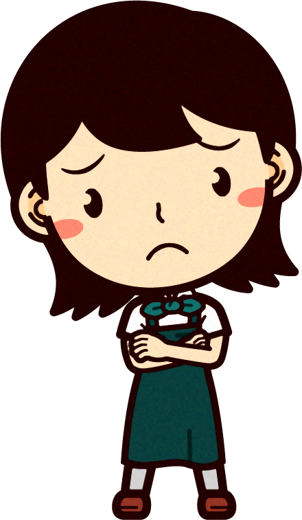 野菜ソムリエのイラスト/腕組みして困り顔