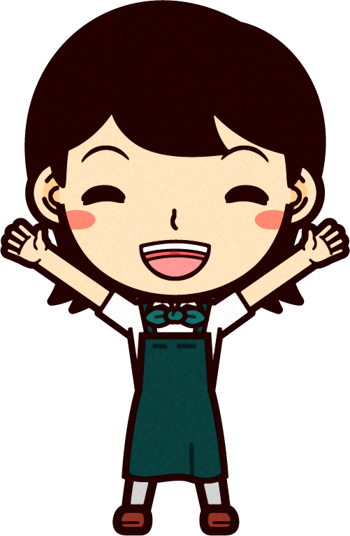 野菜ソムリエのイラスト/笑顔でバンザイ