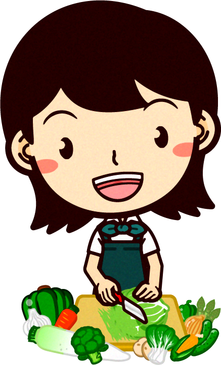 野菜ソムリエのイラスト/野菜を切る