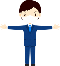 手を広げたマスクの人イラスト/男性