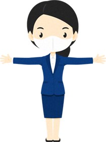 手を広げたマスクの人イラスト/女性