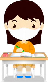 マスクの子供イラスト/学習_女の子