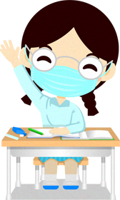 マスクの子供イラスト/学習_女の子2