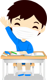 マスクの子供イラスト/学習_男の子