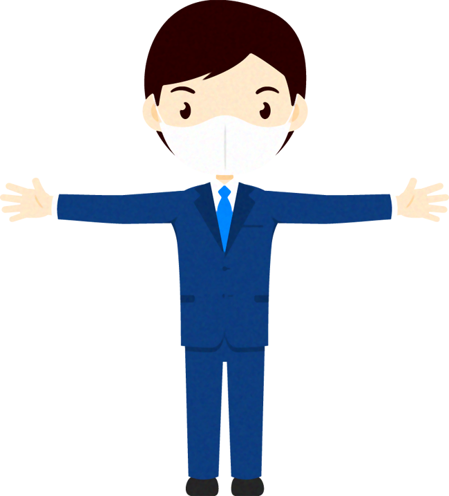 手を広げたマスクの人イラスト/男性