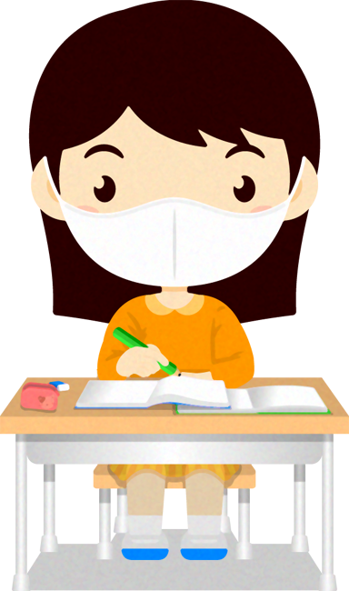 マスクの子供イラスト/学習_女の子