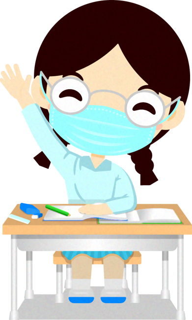 マスクの子供イラスト/学習_女の子2