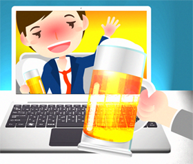 オンライン飲み会イラスト