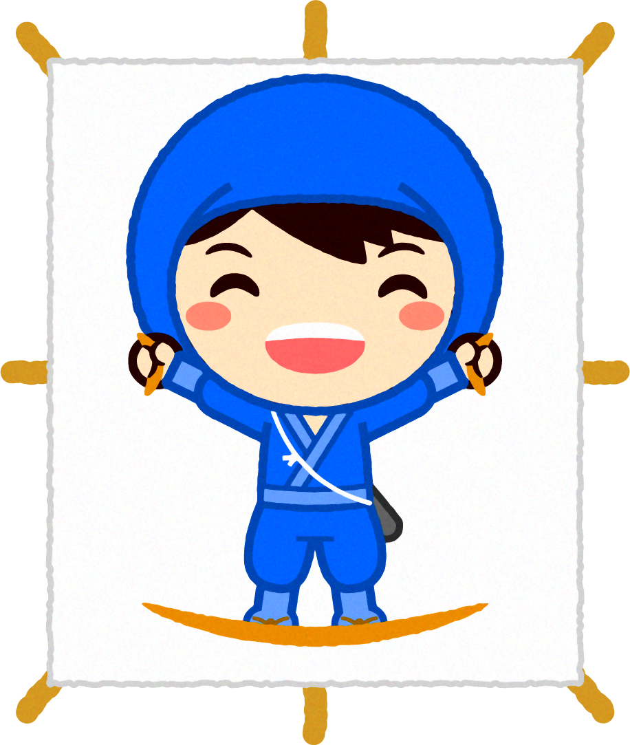 忍者イラスト/凧に乗る