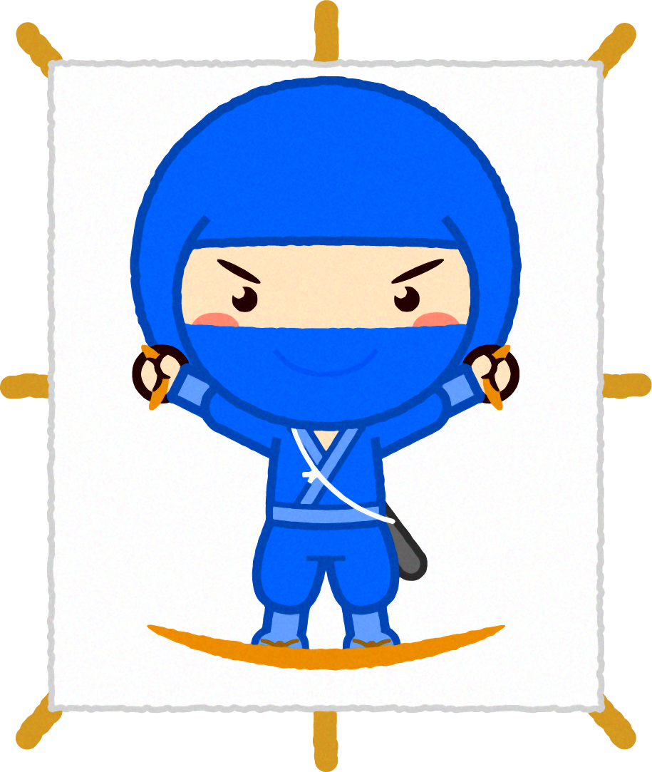 忍者イラスト/凧に乗る2