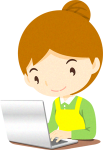 ノートパソコンをする人イラスト/女性