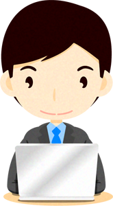 ノートパソコンをする人イラスト/男性2