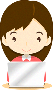 ノートパソコンをする人イラスト/女性2