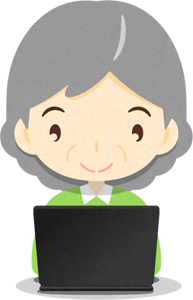 ノートパソコンをする人イラスト/女性3