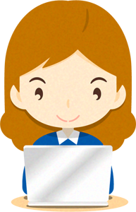 ノートパソコンをする人イラスト/女性4