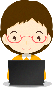 ノートパソコンをする人イラスト/女性7