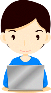 ノートパソコンをする人イラスト/男性3