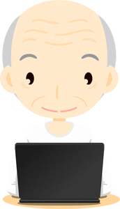 ノートパソコンをする人イラスト/男性5