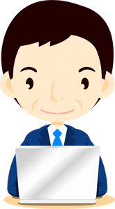 ノートパソコンをする人イラスト/男性6