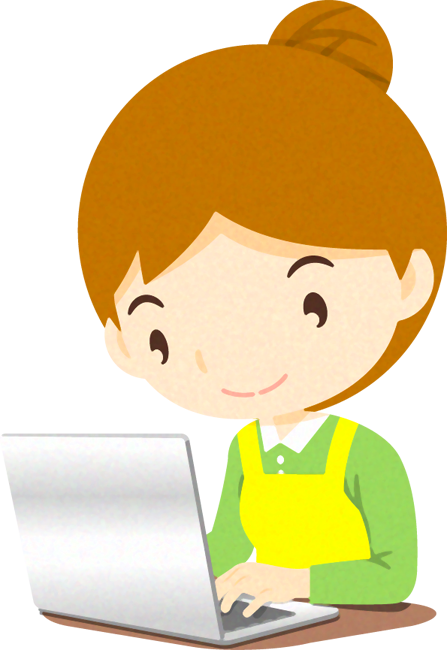 ノートパソコンをする人イラスト/女性