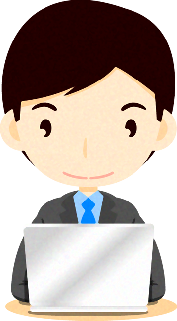 ノートパソコンをする人イラスト/男性2