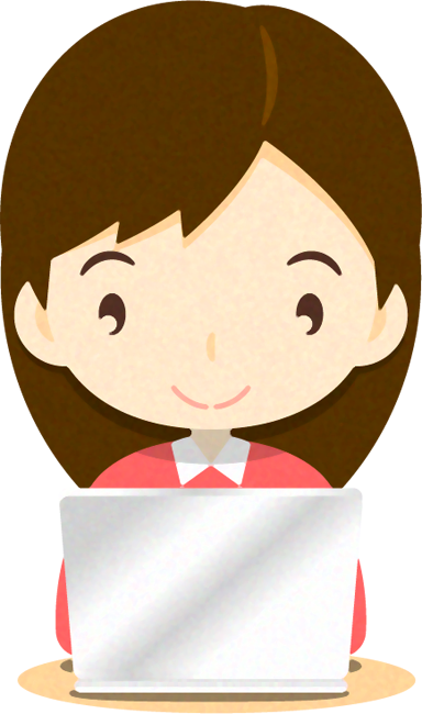 ノートパソコンをする人イラスト/女性2
