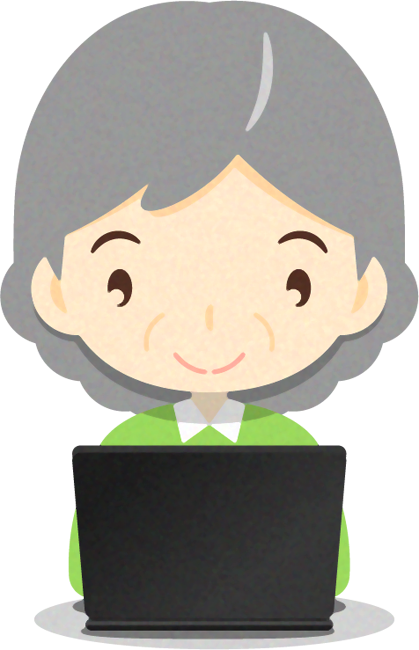 ノートパソコンをする人イラスト/女性3