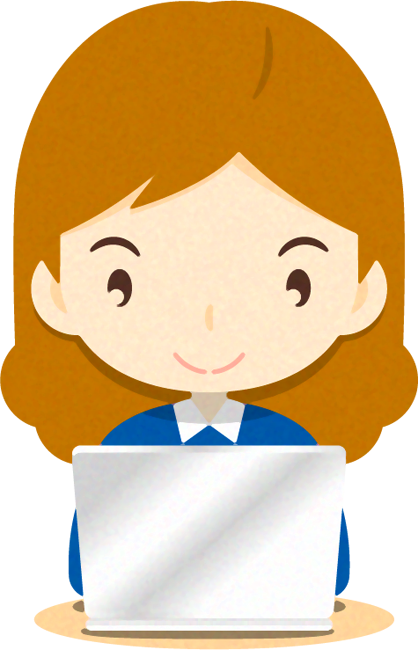 ノートパソコンをする人イラスト/女性4