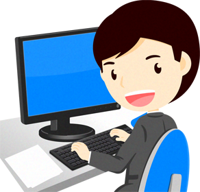 パソコンをする人イラスト/男性5