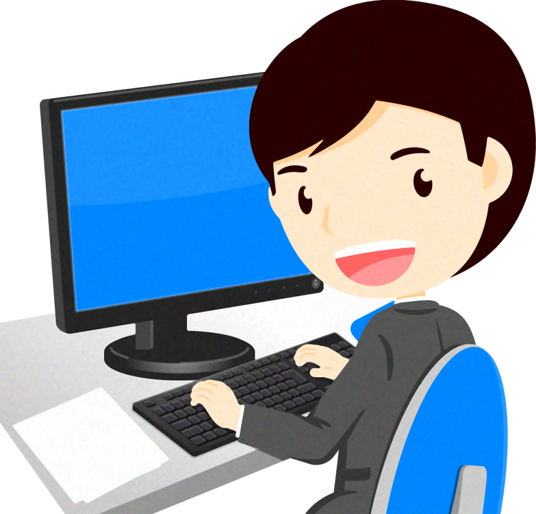 パソコンをする人イラスト/男性5