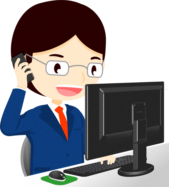 パソコンをする人イラスト/男性6