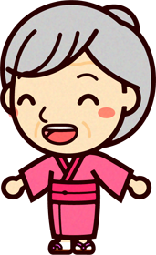 お婆ちゃんイラスト/着物_笑顔