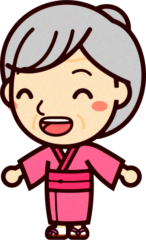 お婆ちゃんイラスト/着物_笑顔