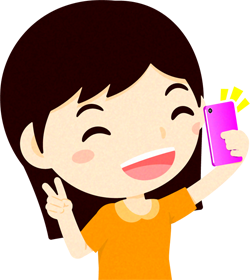 スマホで自撮りする子供イラスト/女の子