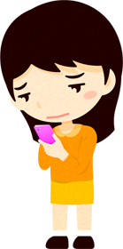スマホを見る人イラスト/困った