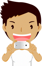 スマホを撮る人イラスト/男性