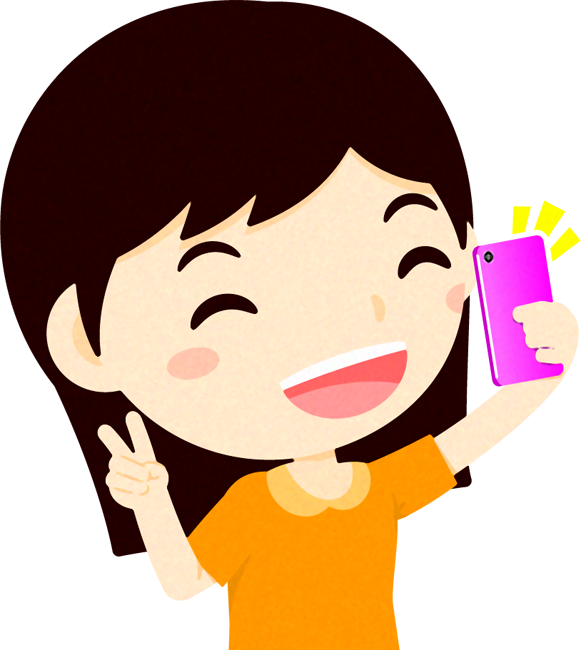 スマホで自撮りする子供イラスト/女の子