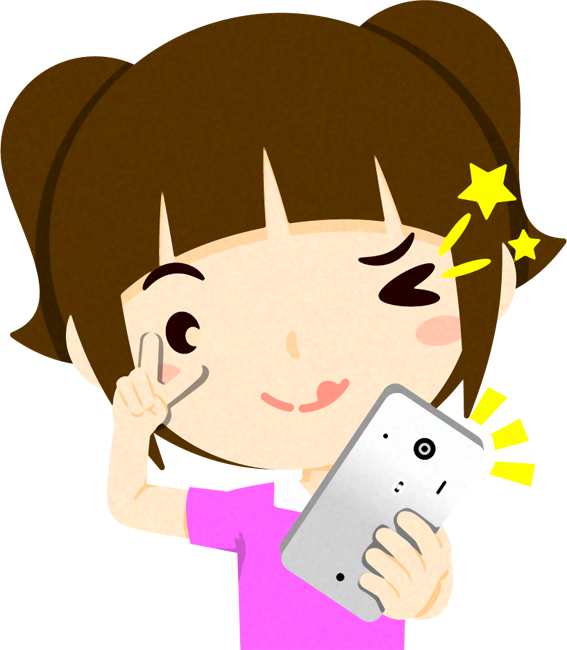 スマホで自撮りする子供イラスト/女の子2