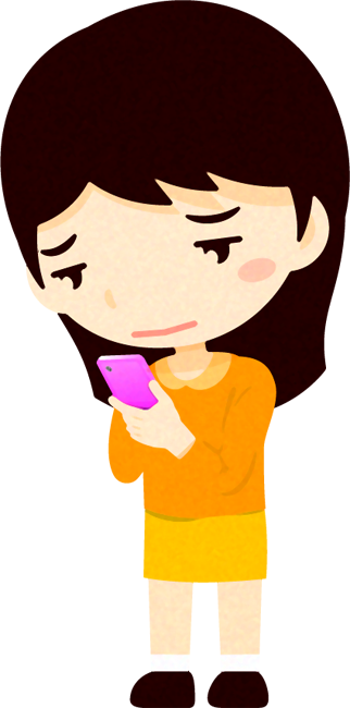 スマホを見る人イラスト/困った