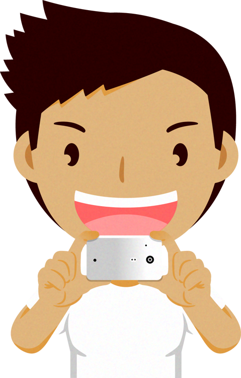 スマホを撮る人イラスト/男性