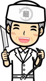 鰻職人のイラスト/鰻包丁関東型